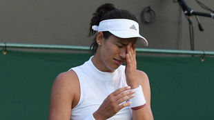 Garbie Muguruza tras caer eliminada en Wimbledon.