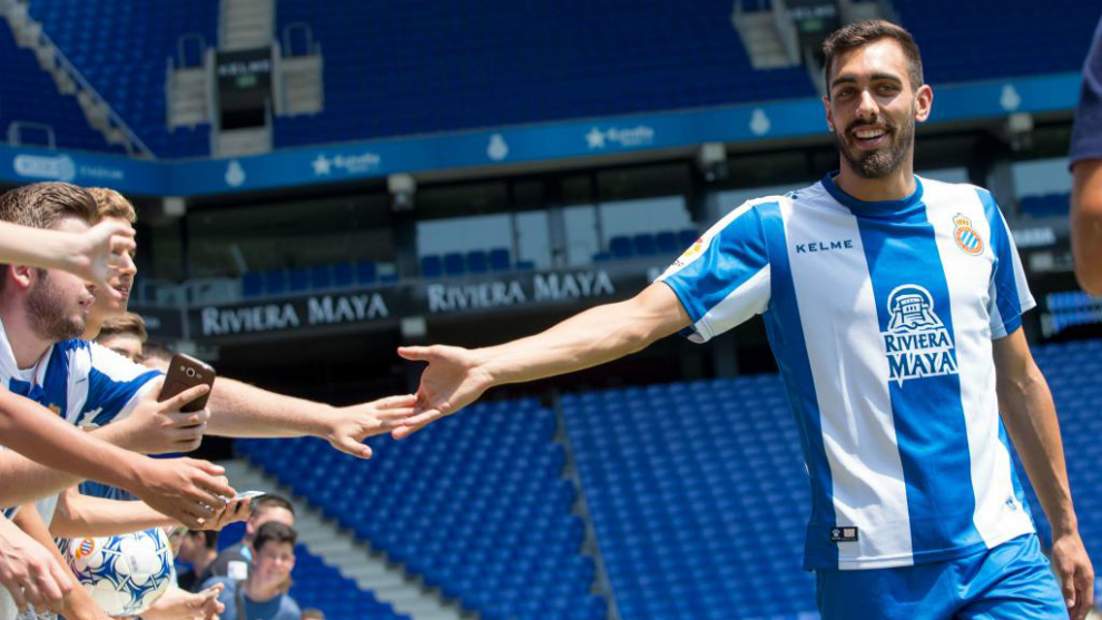 Borja Iglesias, en su presentacin como jugador del Espanyol.