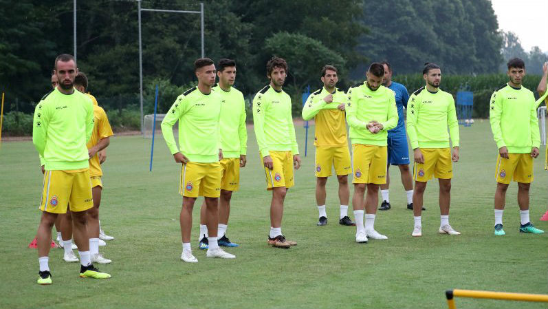 Jugadores del Espanyol, durante un entrenamiento.