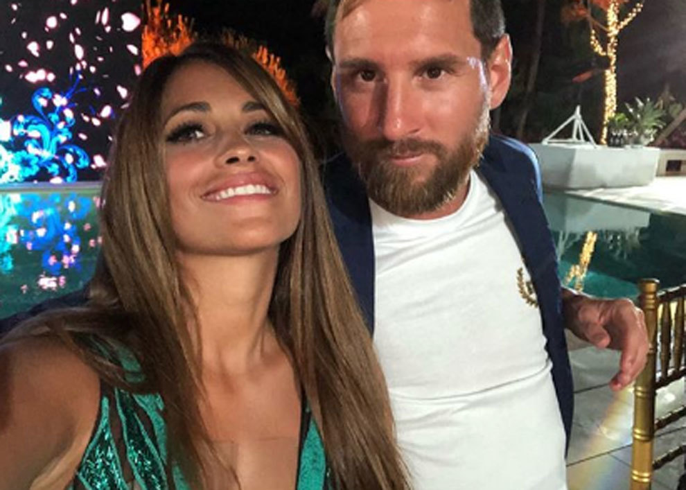 Antonella y Messi, durante la fiesta