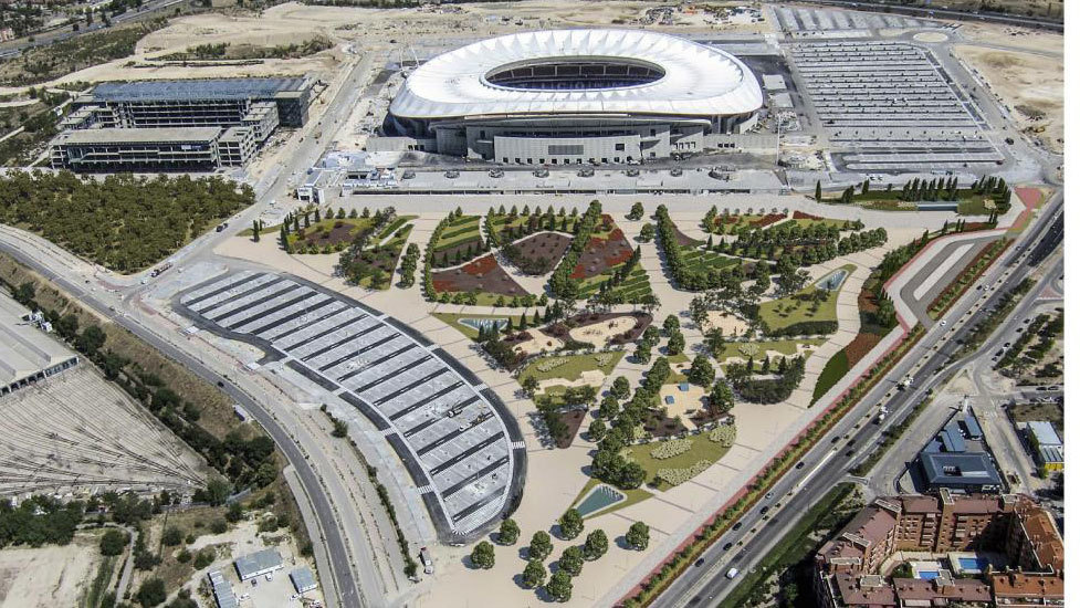 Imagen del proyecto de ajardinamiento del estadio Wanda Metropolitano.