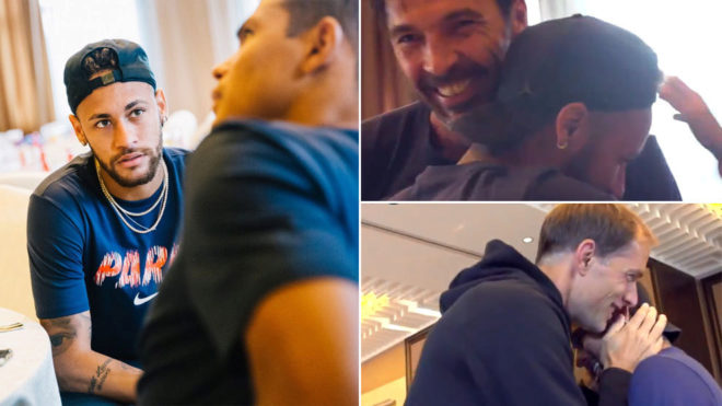 Neymar returns to PSG, speaks with Tuchel, greets Buffon and insists he's happy