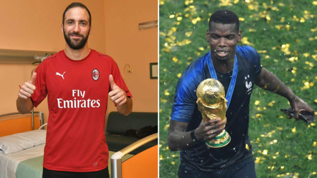 Higuain poses with an AC Milan shirt, Pogba is linked with Barca
