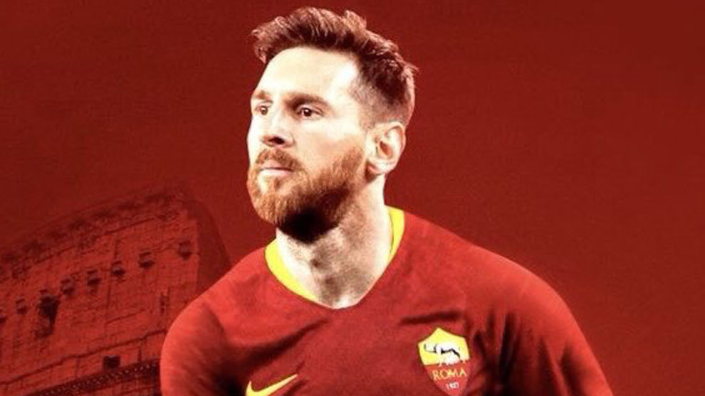 Messi with a Roma&apos;s shirt