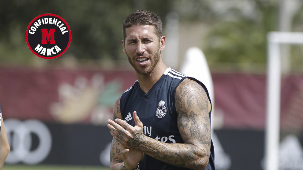 Sergio Ramos en el entrenamiento del Real Madrid en Miami