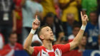 Ivan Perisic celebra su gol anotado en la final del Mundial ante...