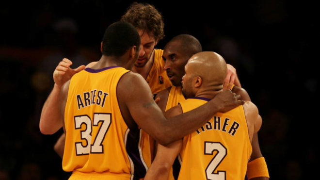 Ron Artest con los Lakers en 2010
