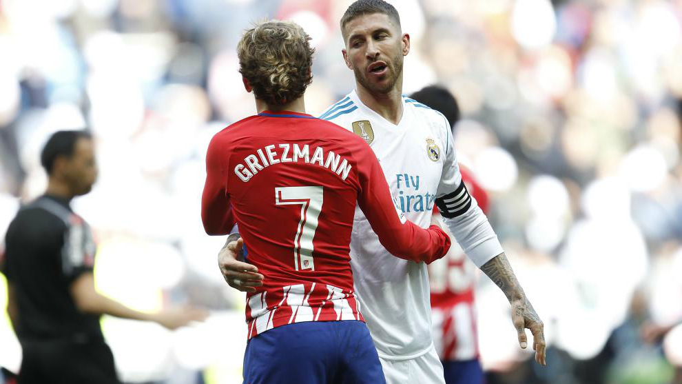 Griezmann y Sergio Ramos en un encuentro de Liga de Campeones