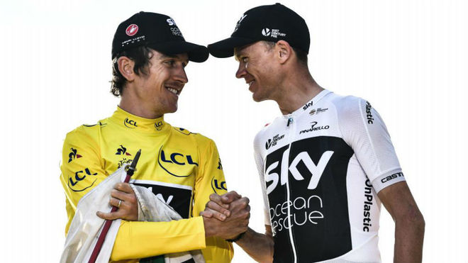 Thomas y Froome en el podio del Tour de Francia.