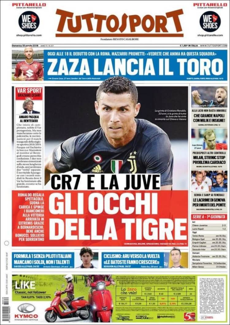 El doblete de Messi y el estreno de Cristiano en Italia, en las portadas de  los diarios deportivos - Foto 9 de 13 