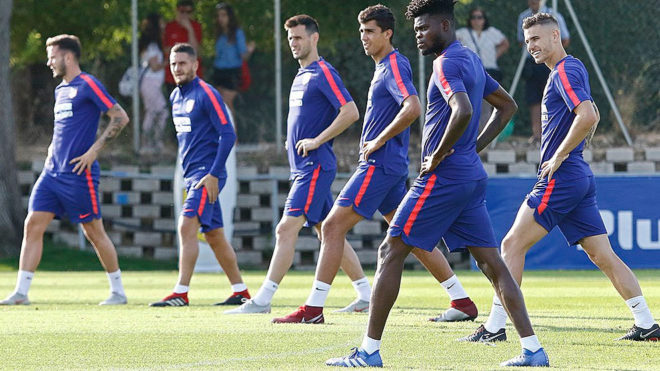 Atletico de Madrid players during a training session