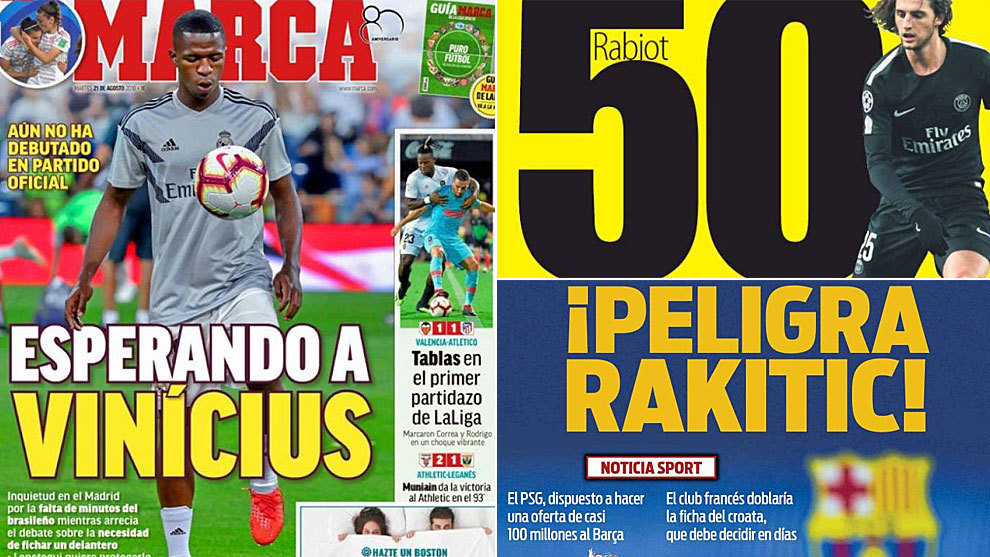 Tuesdays headlines: Vinicius, Rakitic danger, 50 million euros for...