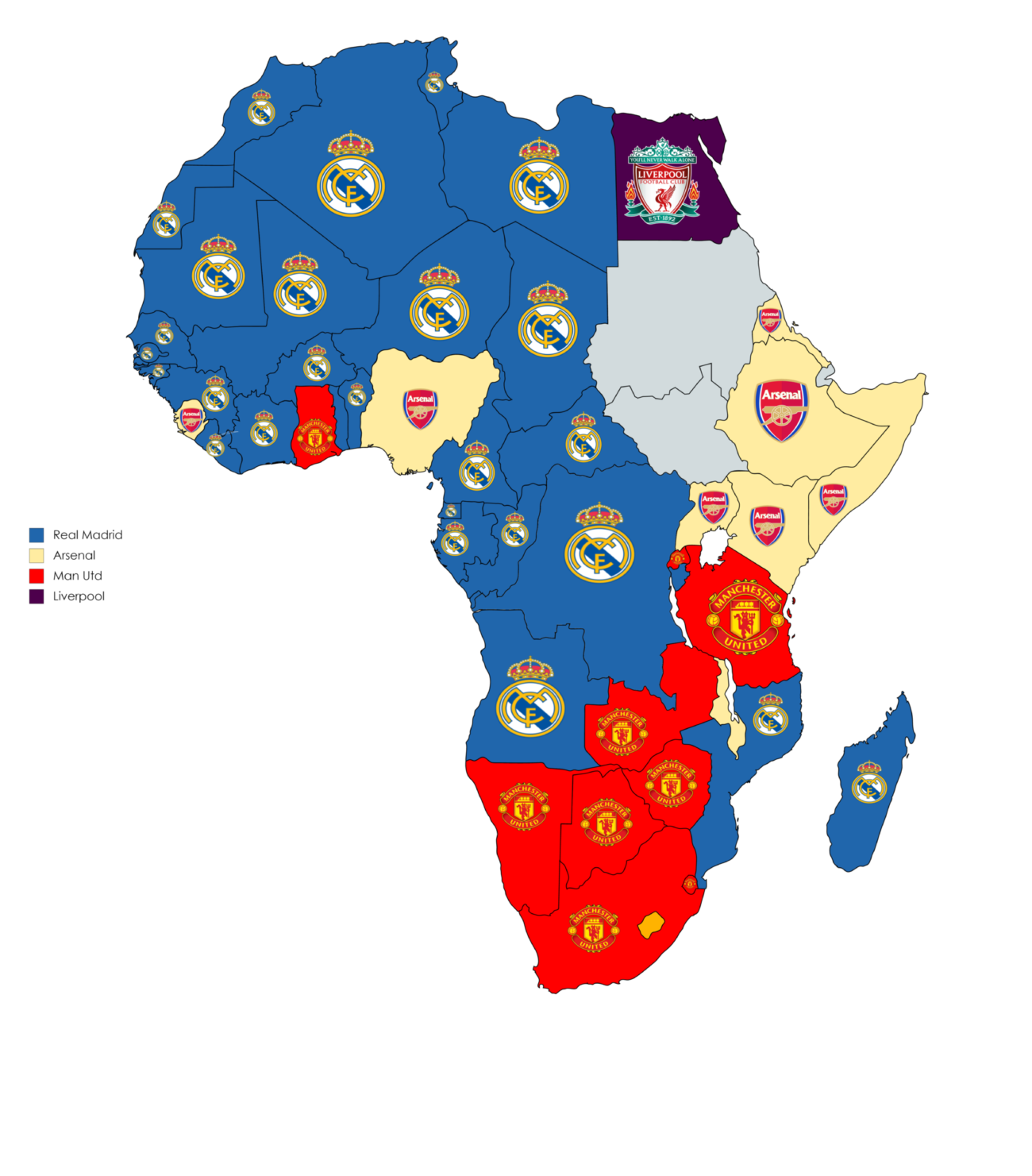Real Madrid top the searches in Africa