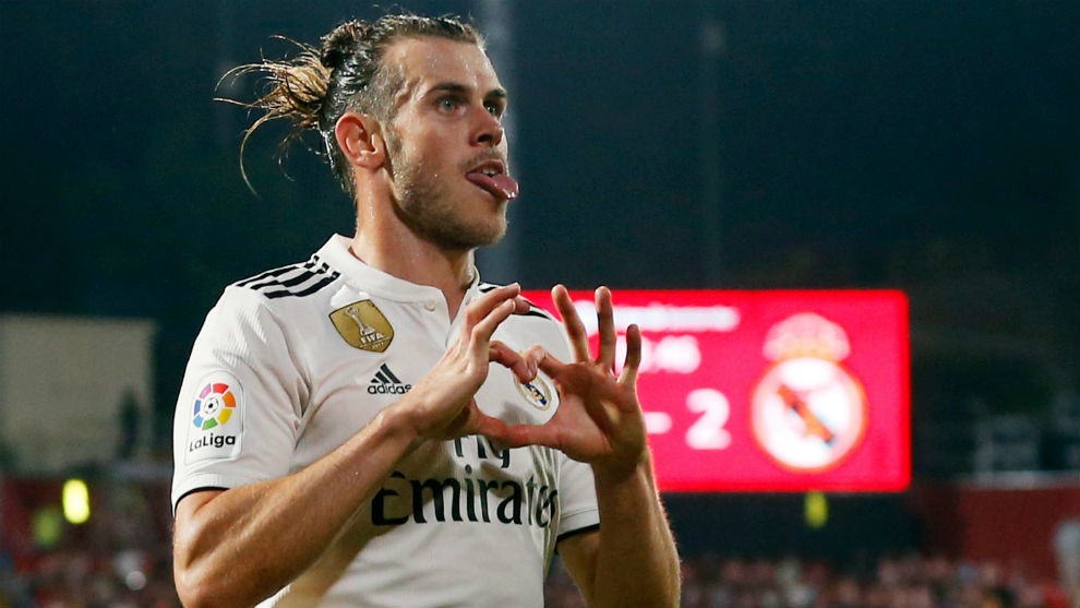 Bale celebra el gol de Montilivi