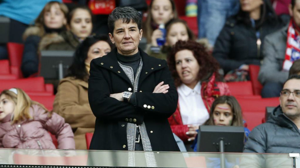 Lola Romero durante un partido del Atltico de Madrid en el Wanda...