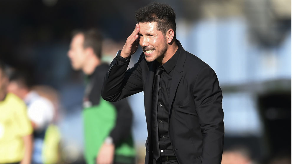 Simeone reacts during the match between RC Celta de Vigo and Club...