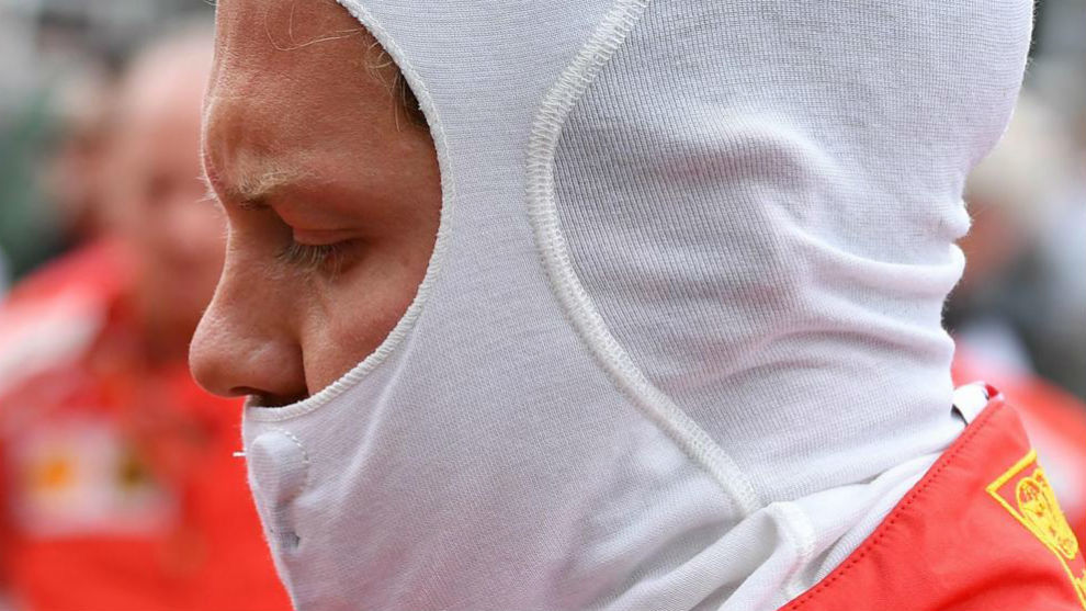 Vettel, concentrado antes de la carrera en Monza.