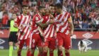 El Girona celebra el gol de Borja Garca al Real Madrid, en...