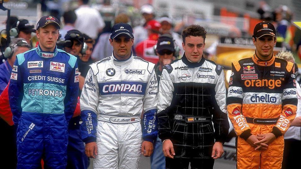 Raikkonen (Sauber), Juan Pablo Montoya (Williams), Alonso (Minardi) y...