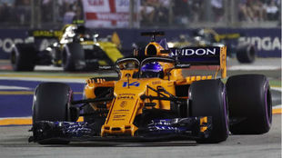 Fernando Alonso, durante el pasado Gran Premio de Singapur.
