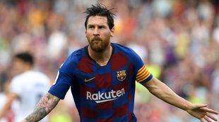 Fotomontaje de Messi con un diseo ajedrezado de la nueva camiseta...