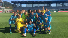 Las jugadoras del Atltico de Madrid celebran su victoria en Lezama.