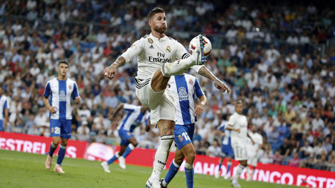 Real Madrid&apos;s Spanish defender Sergio Ramos.