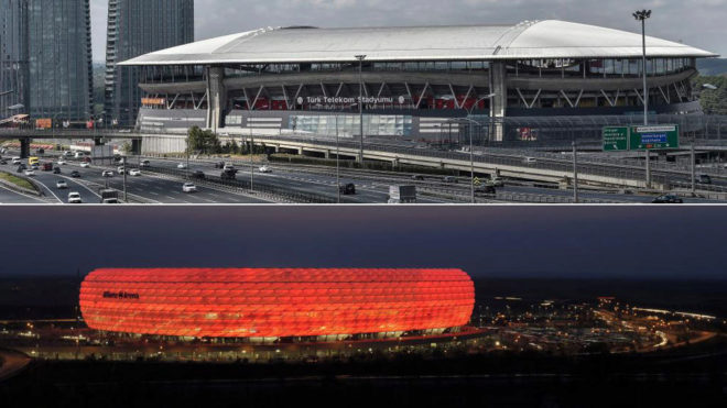 Telekom Arena y Allianz Arena.