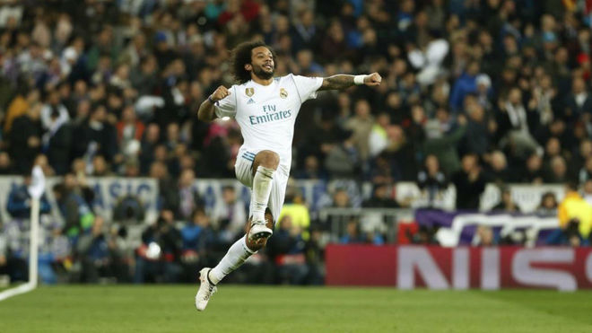 Real Madrid defender Marcelo celebrates.