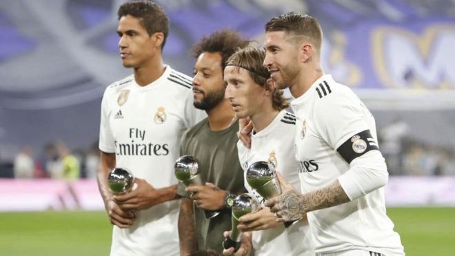 Raphael Varane, Marcelo, Luka Modric and Sergio Ramos