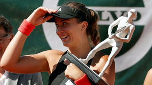 La tenista Paula Badosa tras ganar el trofeo BBVA Open Ciudad de...