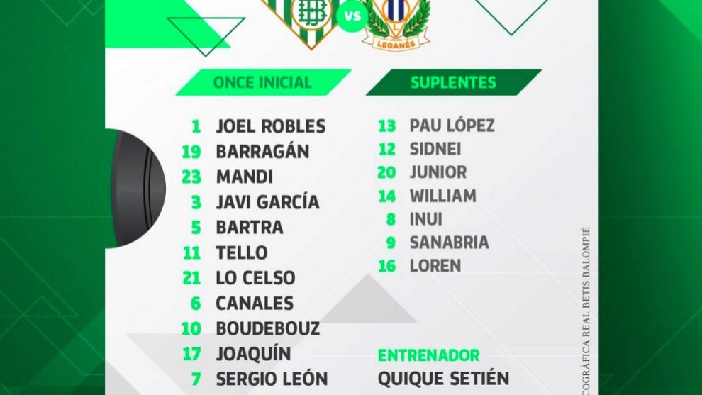 Once inicial del Betis