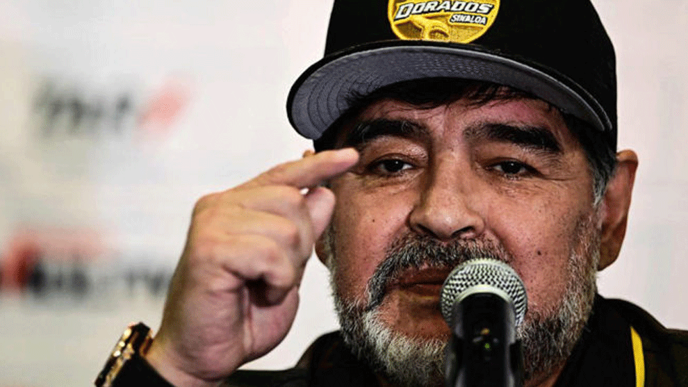 Maradona at a press conference