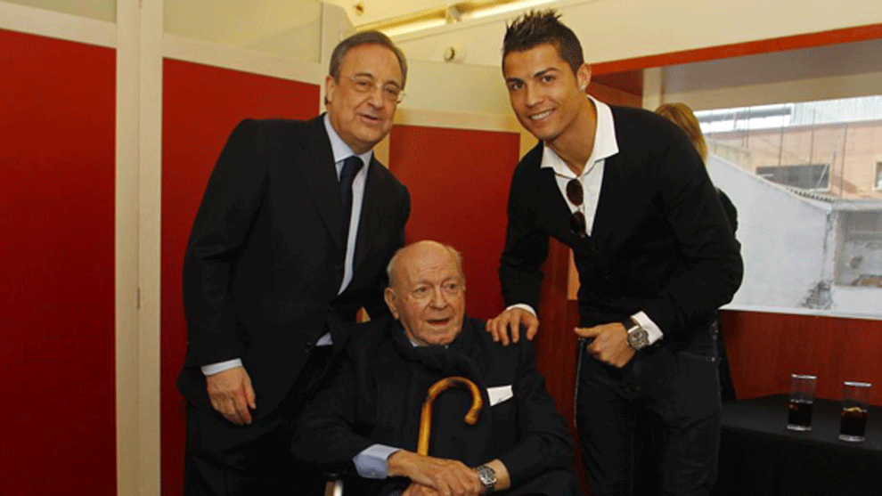 Florentino Perez, Alfredo Di Stefano and Cristiano Ronaldo