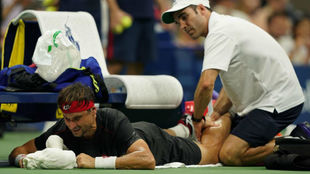 Ferrer, atendido por el fisioterapeuta del US Open