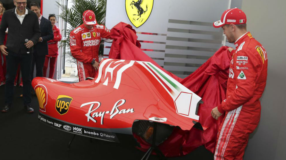 Vettel y Kimi muestran la nueva decoracin de Ferrari. &quot;Misin ganar...