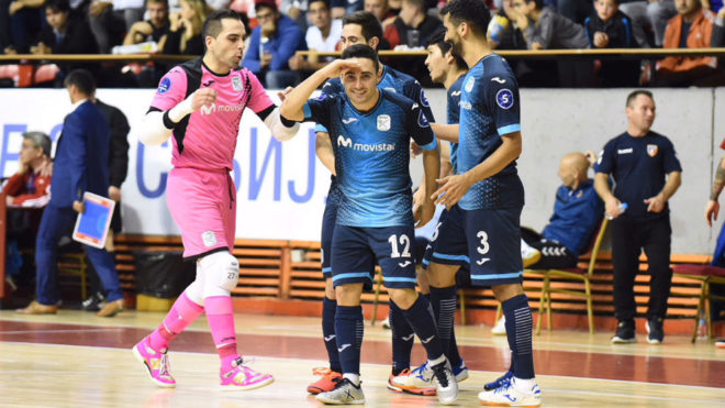 Borja celebra el segundo gol del Movistar Inter.