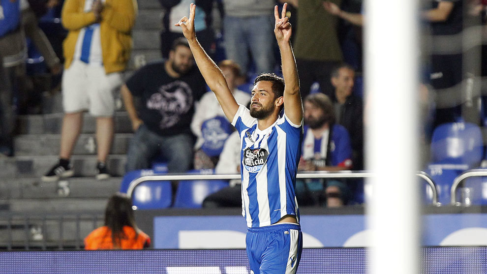 Pablo Mar celebrando un gol durante esta temporada.