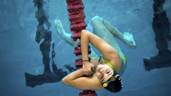 Yusra Mardini en la piscina donde se entrena.