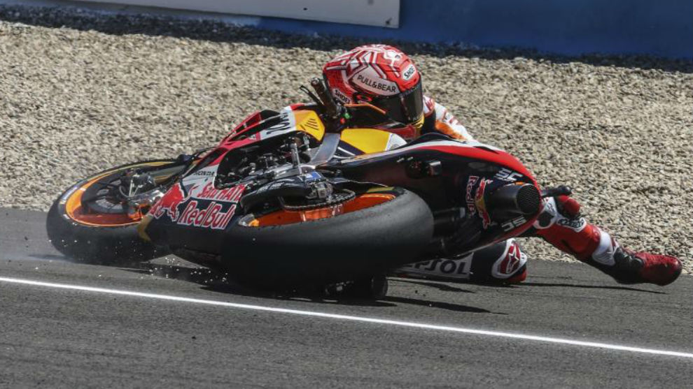 Marc Mrquez, al caerse en Jerez.
