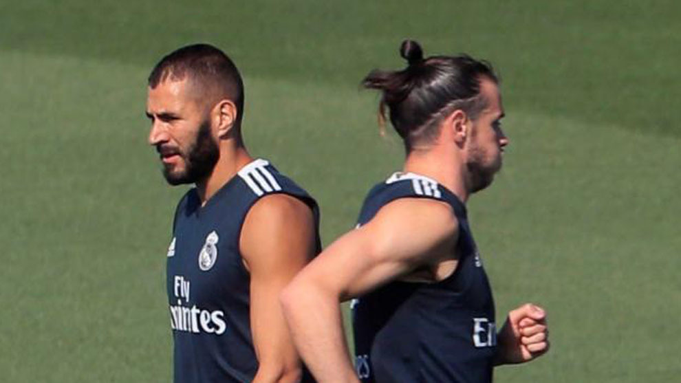 Benzema y Bale, en un entrenamiento