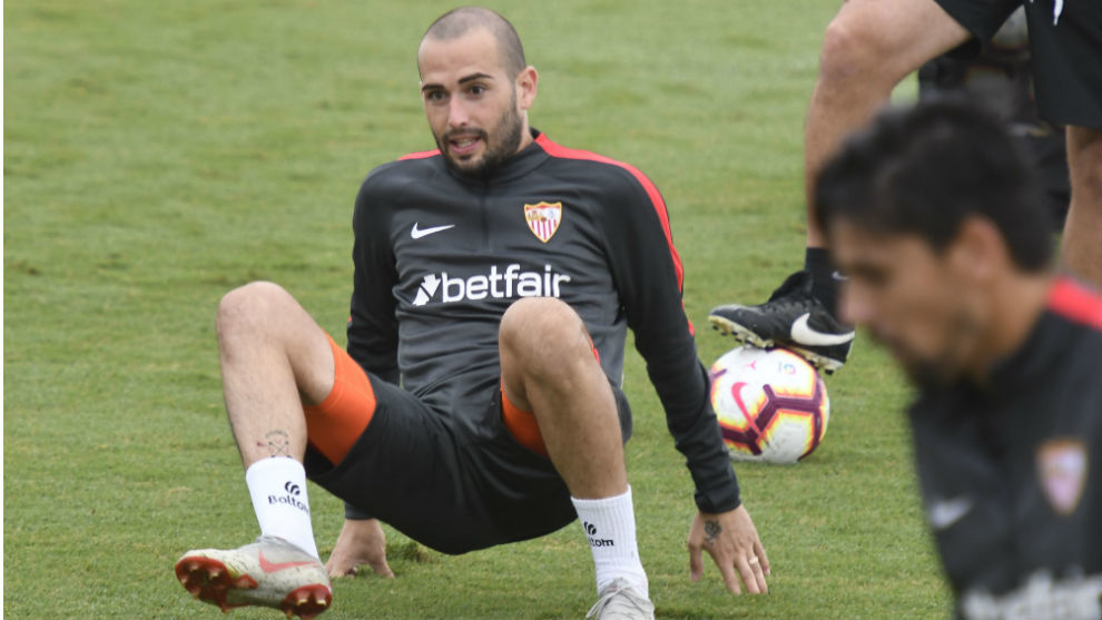 Aleix Vidal (29), en un entrenamiento del Sevilla.