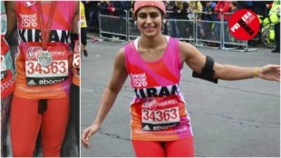 Kiran Gandhi, deportista aficionada que corri el maratn de Londres...