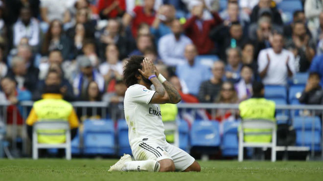 Marcelo se lamenta en un momento del partido contra el Levante