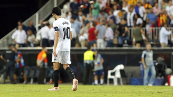 Dani Parejo, durante el choque ante la Juventus en Mestalla.