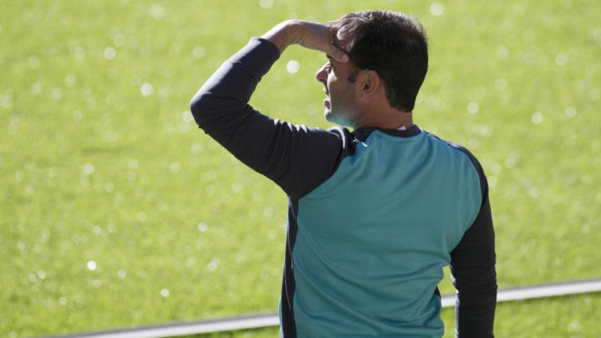 Calleja durante un  entrenamiento con el Villarreal en el estadio de...