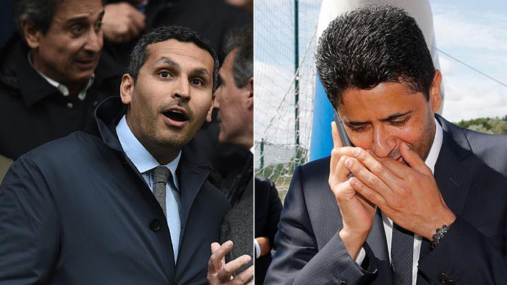 Khalddon Al Mubarak (presidente del Manchester City) y Nasser Al-Khelaïfi (dueño del PSG)