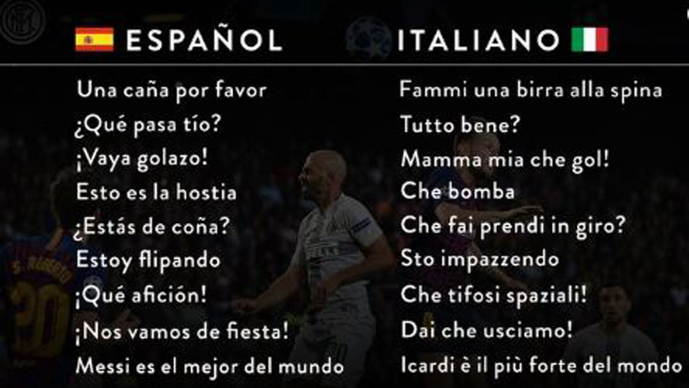 The fun Spanish-Italian dictionary for Barcelona supporters