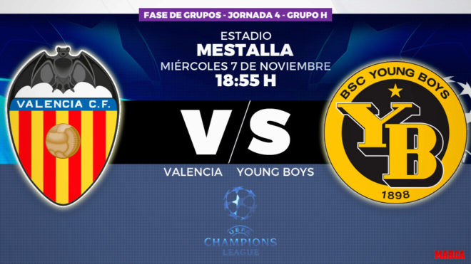 Valencia vs Young Boys - 07/11/18 - 18:55 horas - Mestalla - Champions...