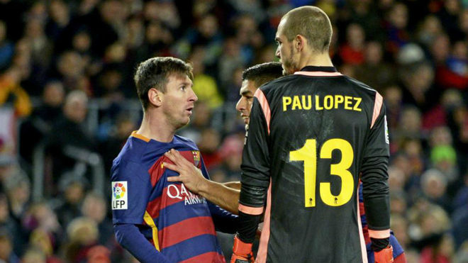 Lionel Messi and Pau Lopez
